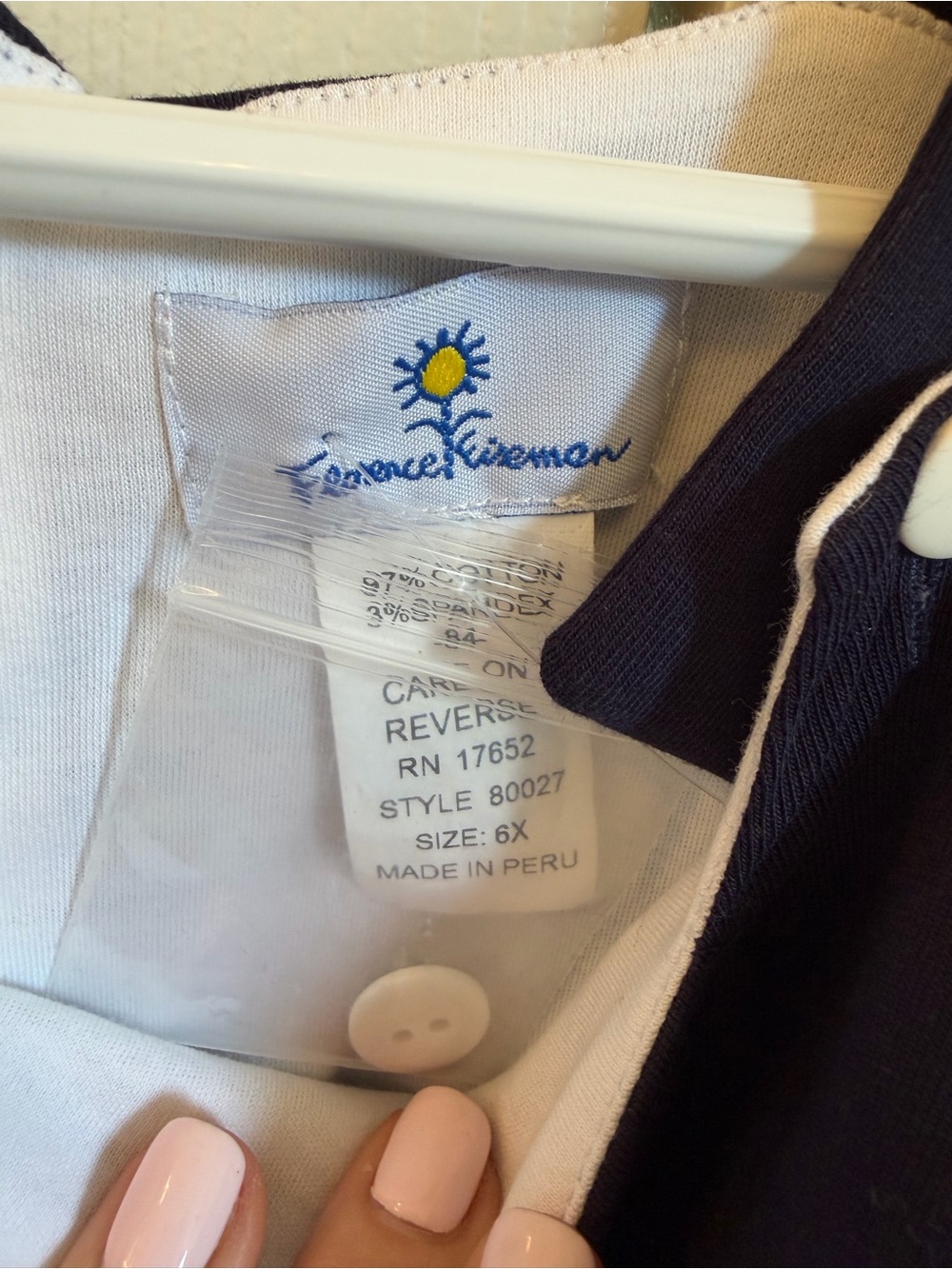 NWT Florence Eiseman Girls Navy & White knit Anchor Pocket Sundress 6x - Picture 4 of 4